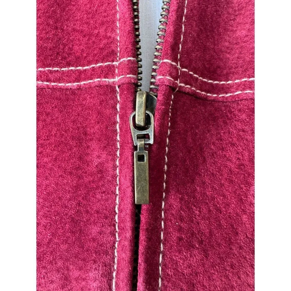 Coldwater Creek Red Suede Lightweight Jacket Women's Size P4